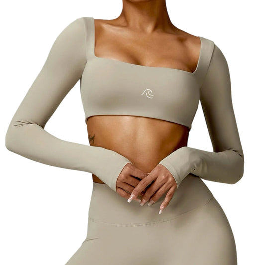 MKS SET SHORT-LONG SLEEVE TOP CAMEL
