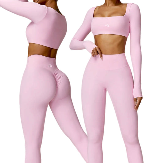 MKS SET LEGGING-LONG SLEEVE TOP PINK