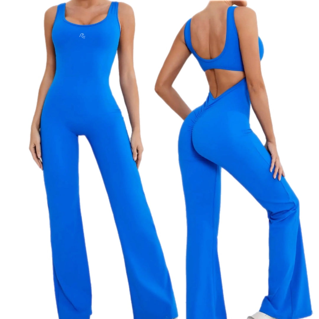 MKS FLARE JUMPSUIT - BUT SCRUNCH BLUE