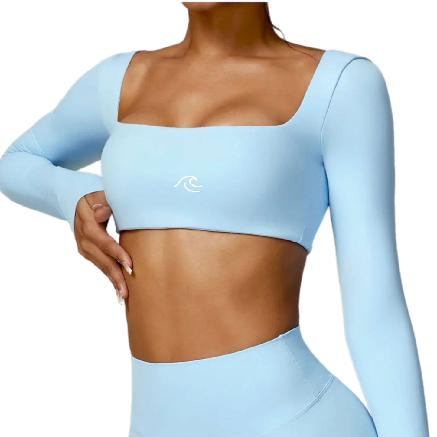 MKS SET SHORT-LONG SLEEVE TOP SKY BLUE