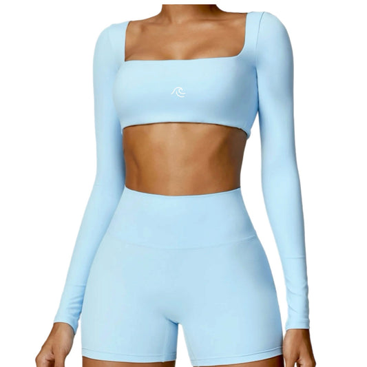 MKS SET SHORT-LONG SLEEVE TOP SKY BLUE