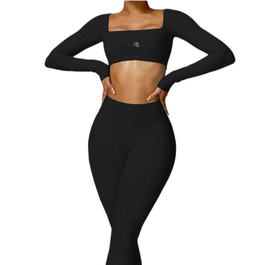 MKS SET LEGGING-LONG SLEEVE TOP BLACK