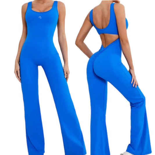 MKS FLARE JUMPSUIT - BUT SCRUNCH BLUE